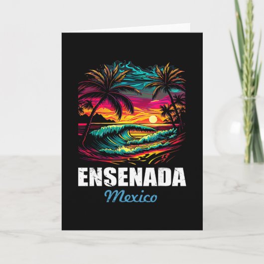 Retro Ensenada Mexico Sunset Vintage Vacation Souv カード (正面)