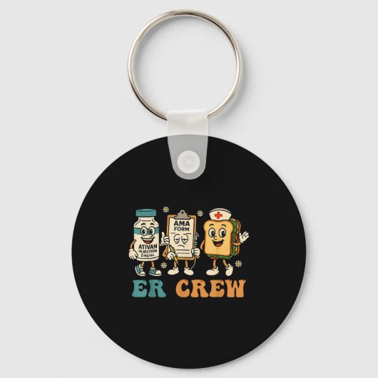 Retro Er Crew Emergency Room Funny Er Ed Nurse Tec キーホルダー (正面)