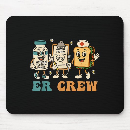 Retro Er Crew Emergency Room Funny Er Ed Nurse Tec マウスパッド (正面)