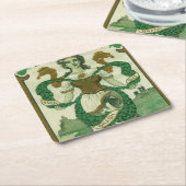 Retro - Erin Go Braugh. St. Patricks Day Greetings スクエアペーパーコースター (アングル)