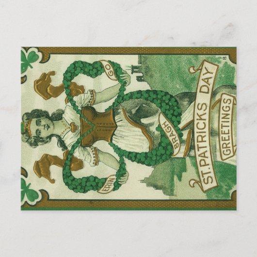 Retro - Erin Go Braugh. St. Patricks Day Greetings ポストカード (正面)
