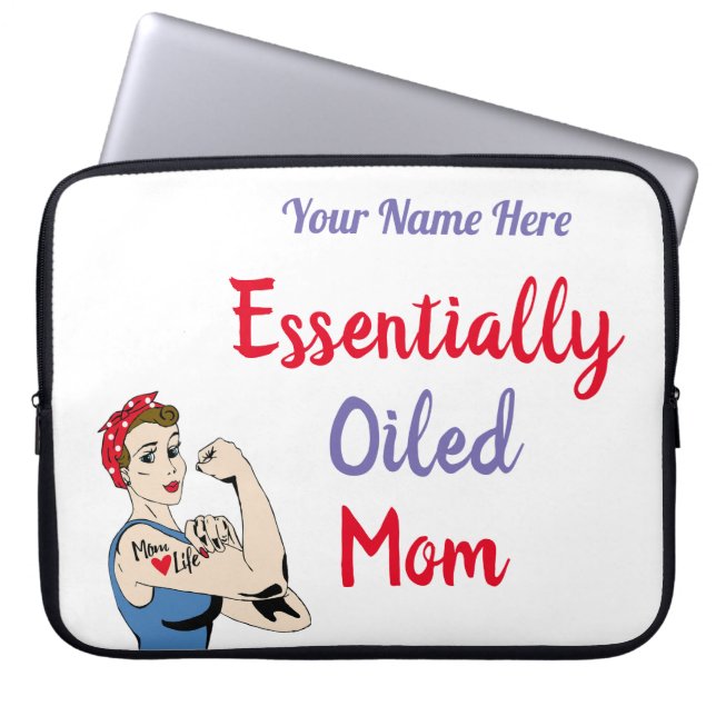 Retro Essentially Oiled Mom ラップトップスリーブ (正面)