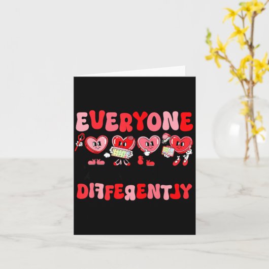 Retro Everyone Communicates Differently Autism Val カード (黄色い花)