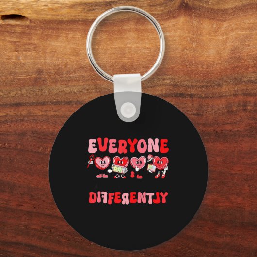 Retro Everyone Communicates Differently Autism Val キーホルダー (正面)