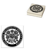 Retro Exlibris Stamp With Roses For Library ラバースタンプ (押印)