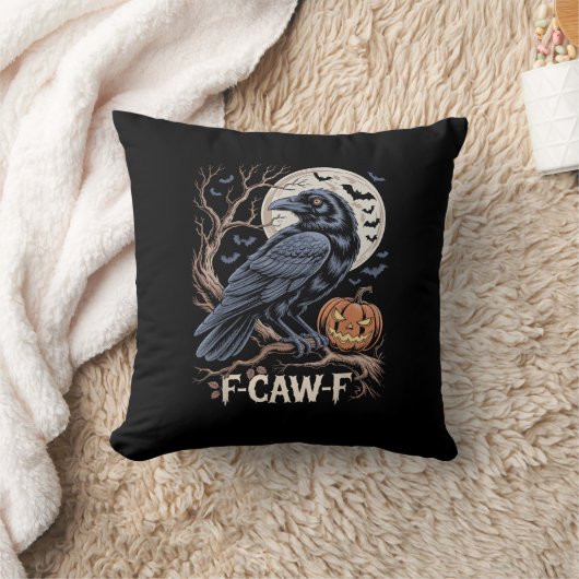 Retro F-Caw-F Bird Crow Funny Crow Bird Cawing Gru クッション (ブランケット)