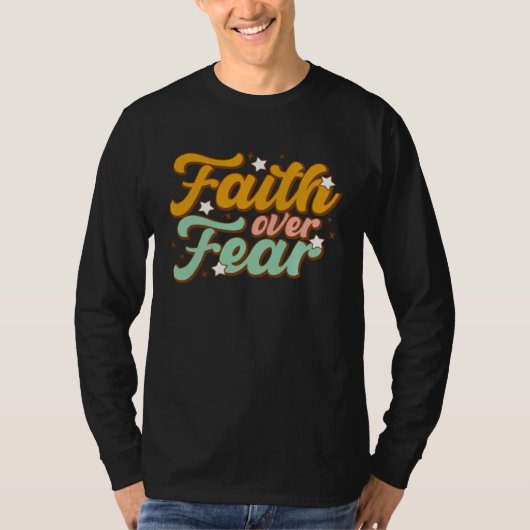 Retro Faith Over Fear Arrow Cute Inspirational Chr Tシャツ (正面)