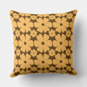 Retro Fall Daisy Floral Pattern Warm Earthy Brown クッション (裏面)