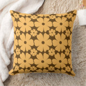 Retro Fall Daisy Floral Pattern Warm Earthy Brown クッション (ブランケット)
