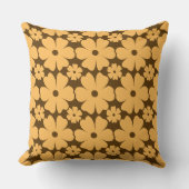 Retro Fall Daisy Floral Pattern Warm Earthy Brown クッション (正面)