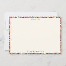 Retro Fall Floral Custom Co-ed Couples Shower サンキューカード