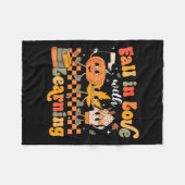 Retro Fall In Love With Learning Autumn Pumpkin Te フリースブランケット (正面(横))