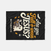 Retro Fall Religious Bible Matthew Are You Fall-o- フリースブランケット (正面(横))