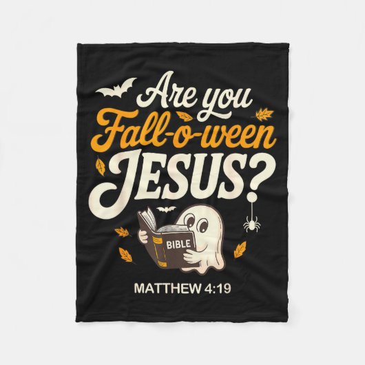 Retro Fall Religious Bible Matthew Are You Fall-o- フリースブランケット (正面)