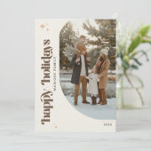 Retro Family Arch Photo Christmas Holiday Card シーズンカード (スタンド正面)