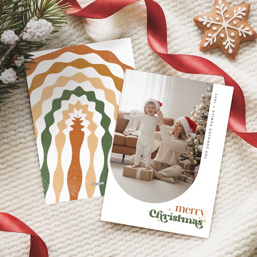 Retro Family Photo Christmas Xmas Holiday Card シーズンカード