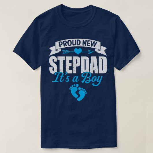 Retro Family Proud New Stepdad It's A Boy Gender R Tシャツ (デザイン正面)