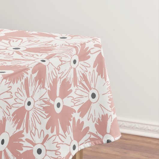 Retro Farmhouse Wildflower Large Scale Dusty Rose テーブルクロス (インサイチュ)