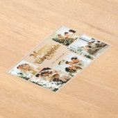 Retro Faux Gold Family Photo Christmas Card アクリル招待状 (レイダウン)