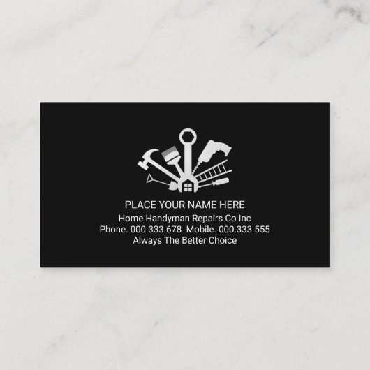 Retro Faux Silver Handyman Tools Layer 名刺 (裏面)