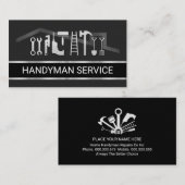 Retro Faux Silver Handyman Tools Layer 名刺 (正面/裏面)