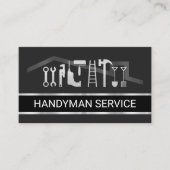 Retro Faux Silver Handyman Tools Layer 名刺 (正面)