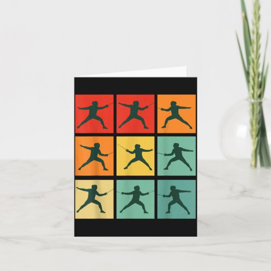 Retro Fencing For Christmas Srty Fencer Athlete  カード (正面)