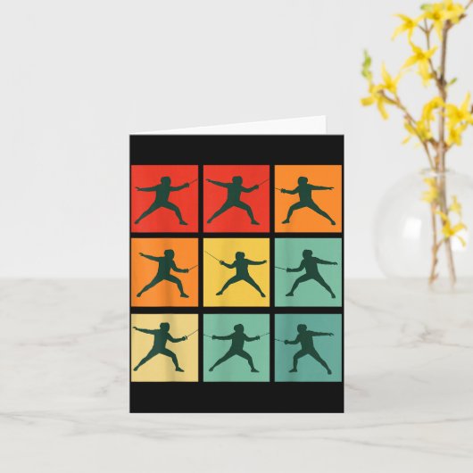 Retro Fencing For Christmas Srty Fencer Athlete  カード (黄色い花)