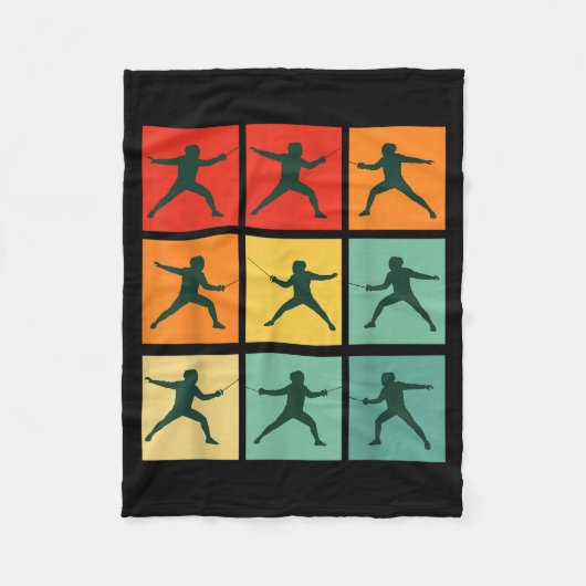 Retro Fencing For Christmas Srty Fencer Athlete フリースブランケット (正面)