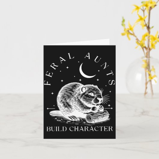 Retro Feral Aunts Build Character Funny New Aunt C カード (黄色い花)