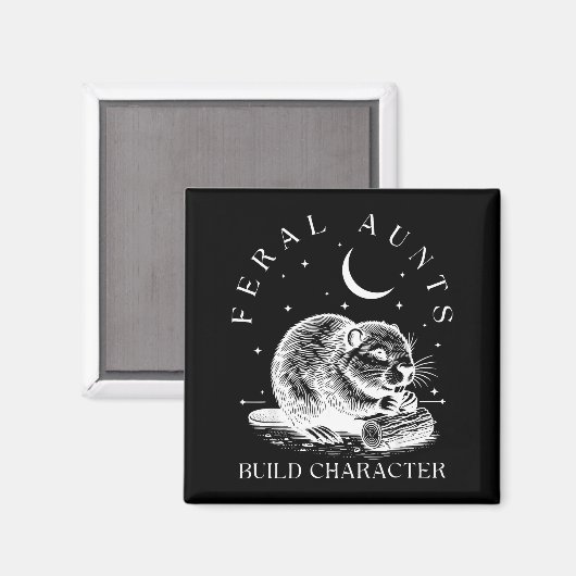 Retro Feral Aunts Build Character Funny New Aunt C マグネット (正面/裏面)