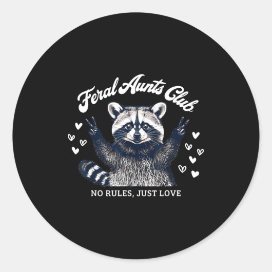 Retro Feral Aunts Club Raccoon Auntie Pregnancy An ラウンドシール (正面)