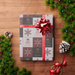 Retro Festive Merry Christmas Tiled Pattern ラッピングペーパー