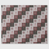 Retro Festive Merry Christmas Tiled Pattern ラッピングペーパー (フラット)