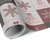 Retro Festive Merry Christmas Tiled Pattern ラッピングペーパー (ロールコーナー)