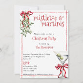 Retro Festive Mistletoe & Martinis Christmas Party 招待状 (正面)