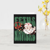 Retro Fetus Navidad Santa Claus Christmas Obgyn Nu カード (黄色い花)
