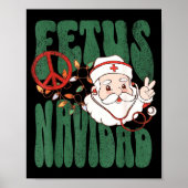Retro Fetus Navidad Santa Claus Christmas Obgyn Nu ポスター (正面)