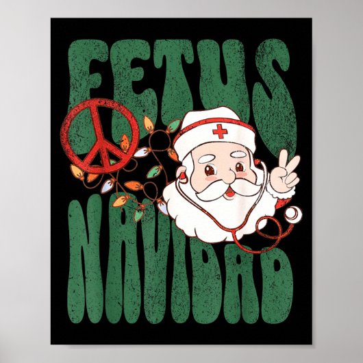Retro Fetus Navidad Santa Claus Christmas Obgyn Nu ポスター (正面)