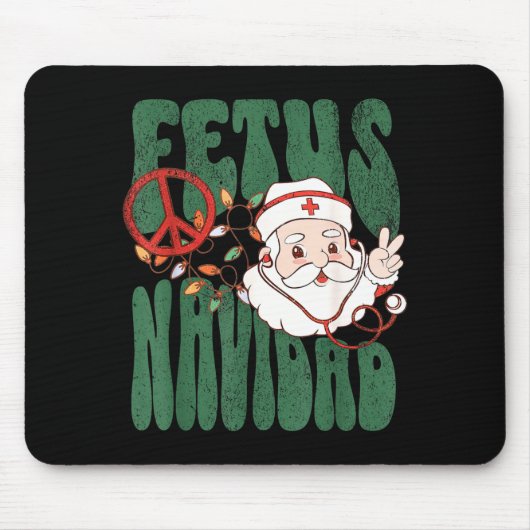 Retro Fetus Navidad Santa Claus Christmas Obgyn Nu マウスパッド (正面)