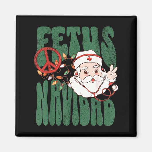Retro Fetus Navidad Santa Claus Christmas Obgyn Nu マグネット (正面)