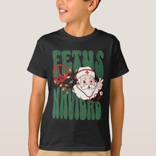 Retro Fetus Navidad Santa Claus Christmas Obgyn Nu Tシャツ (正面)