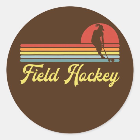 Retro Field Hockey Women ラウンドシール (正面)