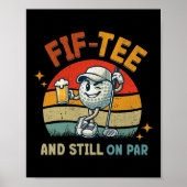 Retro Fif Tee Golf Birthday Party 50th Birthday Go ポスター (正面)