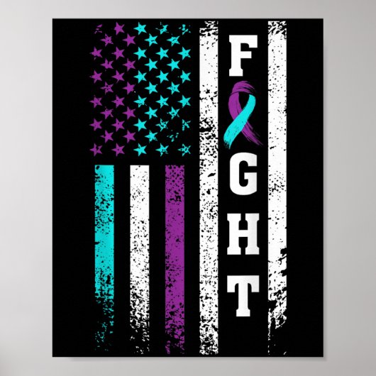 Retro Fight Suicide Prevention Awareness Us Flag ポスター (正面)