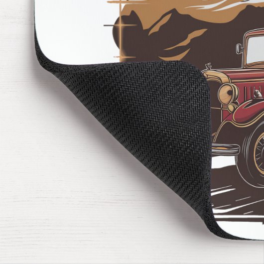 Retro fire engine mountain range マウスパッド (コーナー)
