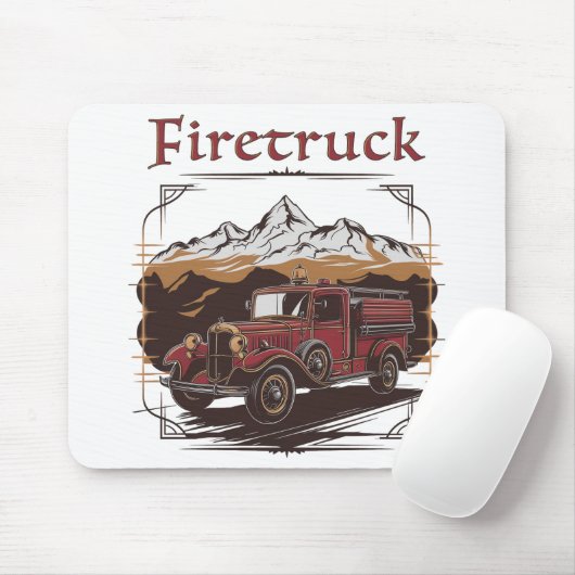 Retro fire engine mountain range マウスパッド (マウス)