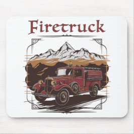Retro fire engine mountain range マウスパッド