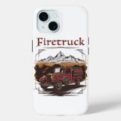 Retro fire engine mountain range Case-Mate iPhoneケース (裏面)