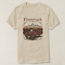 Retro fire engine mountain range tシャツ
